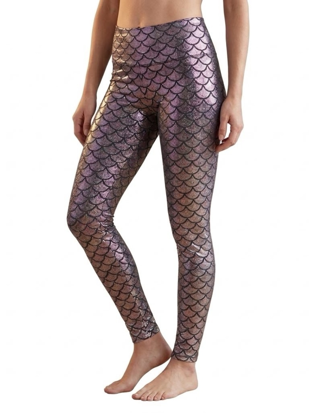 Black Milk Metallic Mermaid Scale Leggings Sz L Skinny Pants Holographic